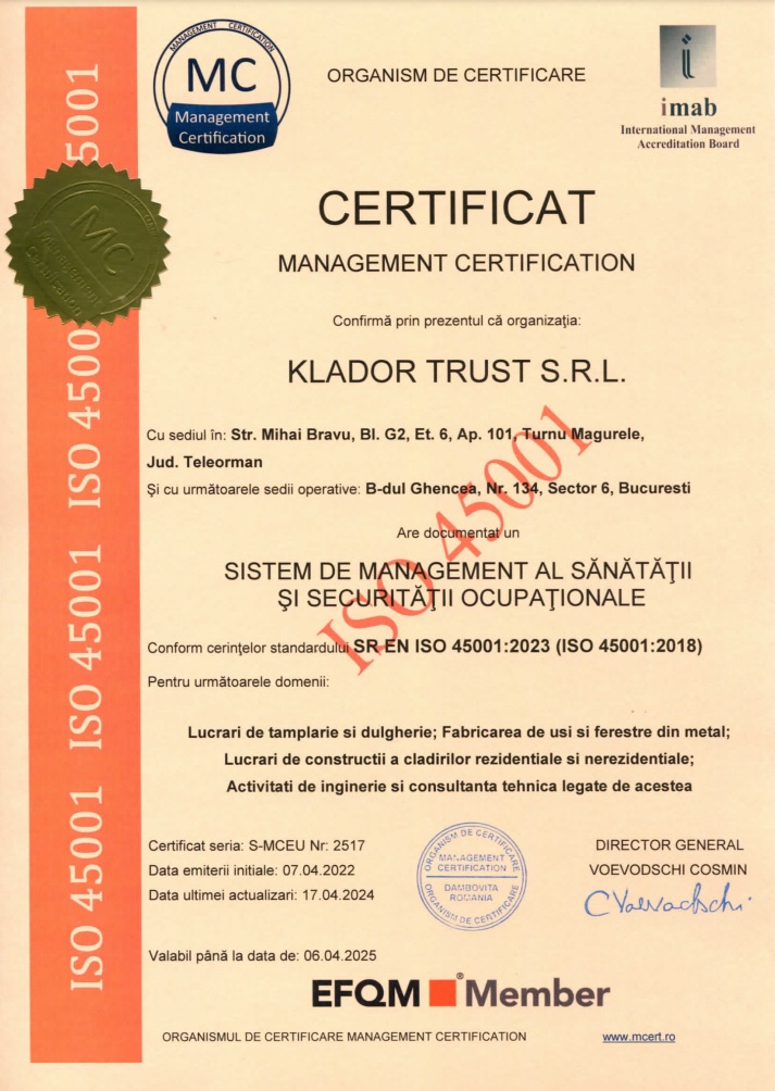 Certificat Management ISO 45001